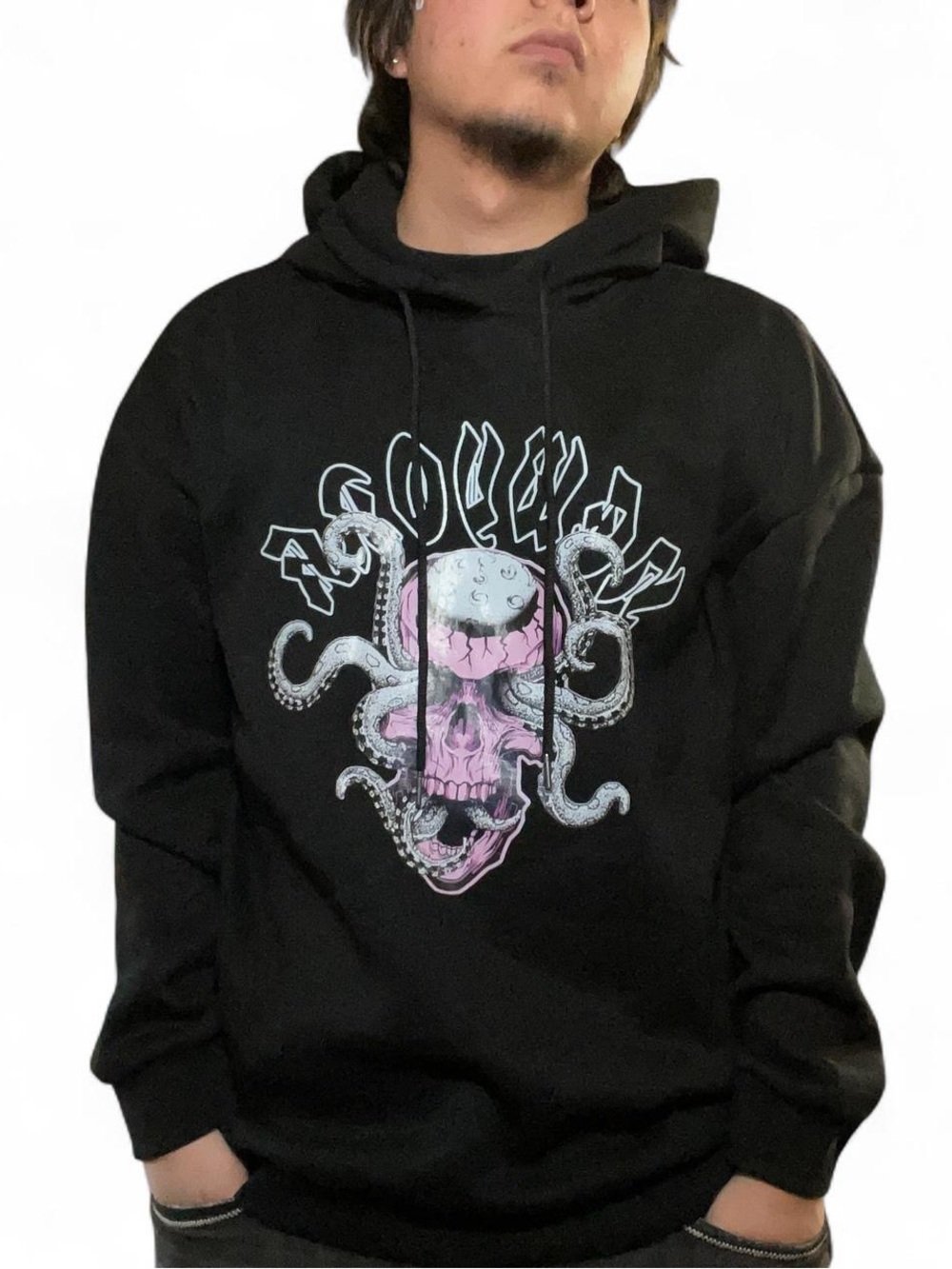 ROMWE Black New York Skull & Octopus Graphic Hoodie Men's‎ Size Medium